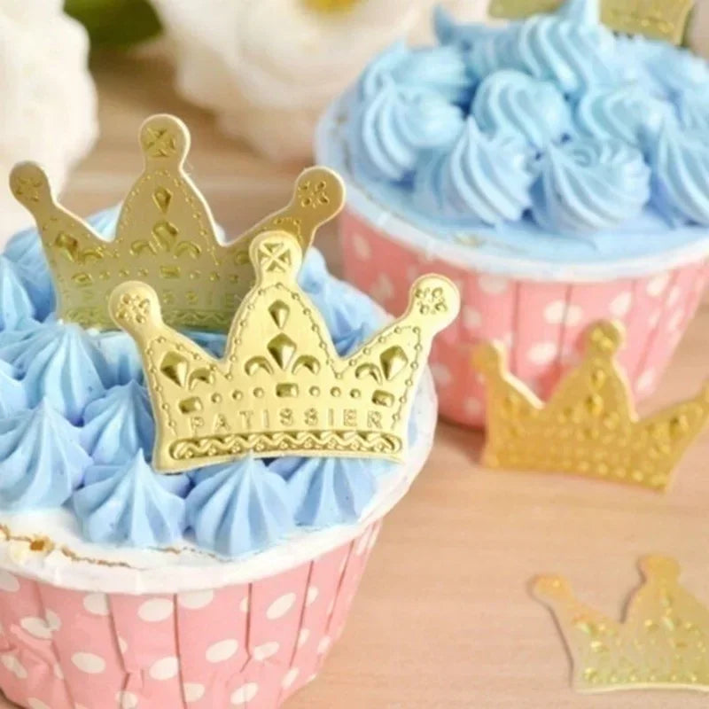 50 Pcs Gold Princess Crown Birthday Cake Toppers | Party Decor