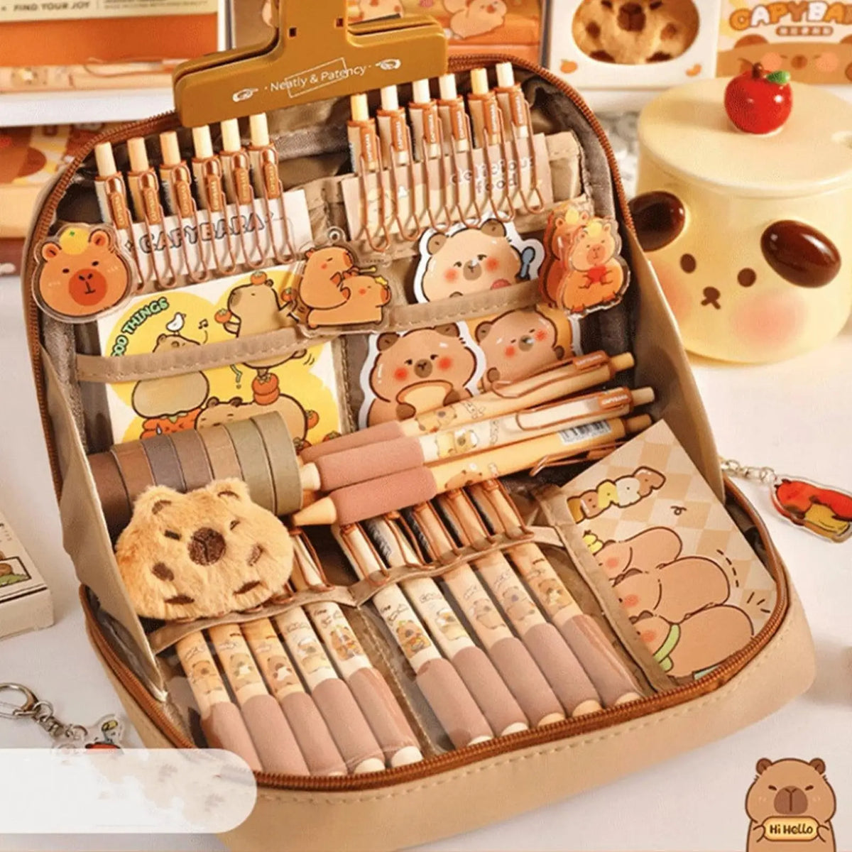 Capybara Stationery Portable Stationary Bag Cute Pencil Case Pens