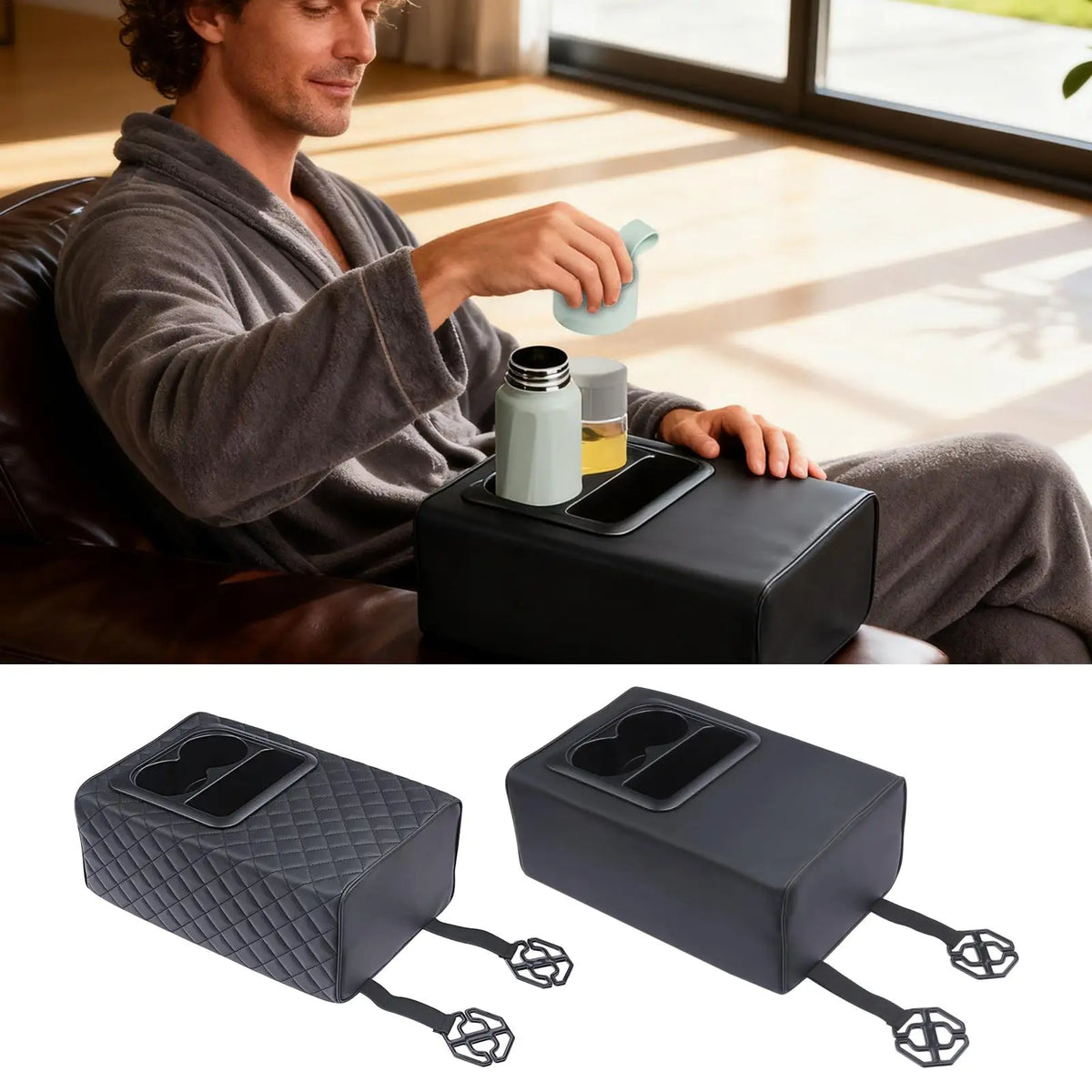 Universal Rear Car Console Cup Holder & Armrest Organizer