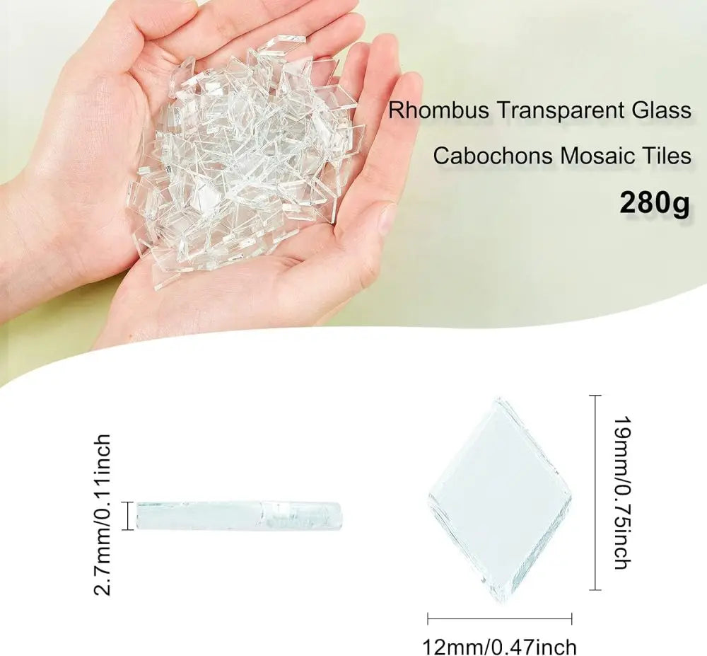 330 PCS Clear Diamond Glass Mosaic Tiles – Crystal Rhombus Craft