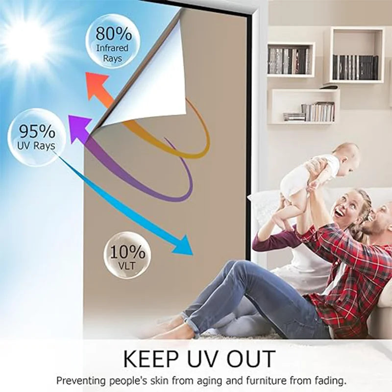 Window Privacy Film One Way Daytime Self-adhesive Vinyl Sun Blocking