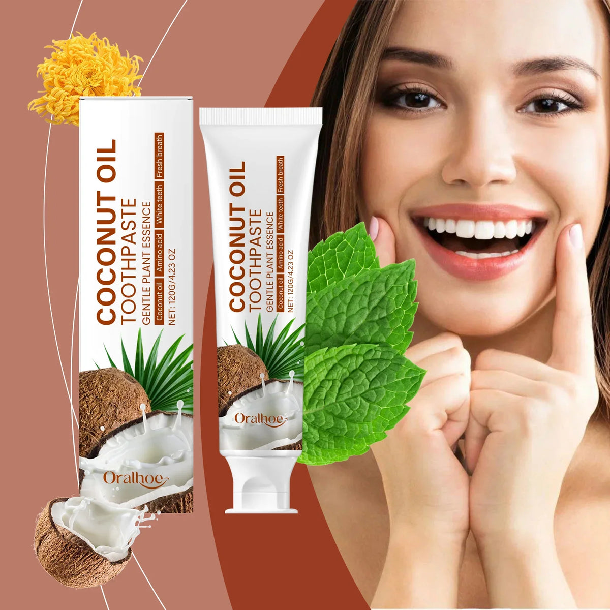 Oralhoe Coconut Oil Whitening Toothpaste – Remove Tartar & Stains