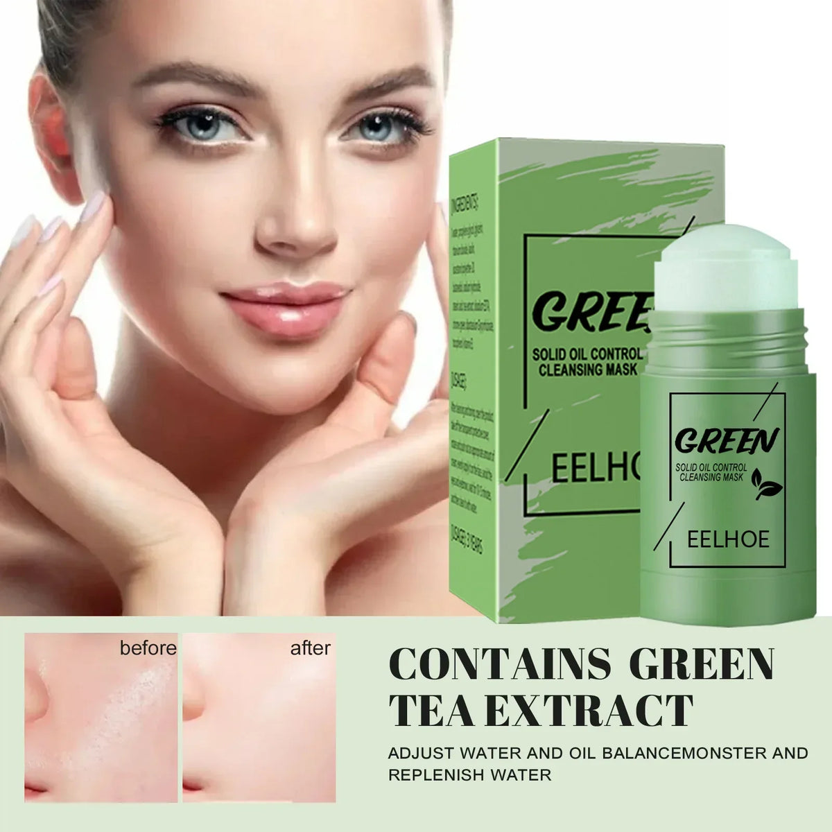 Green Tea Solid Face Mask Stick – Pore Cleanse & Oil Control