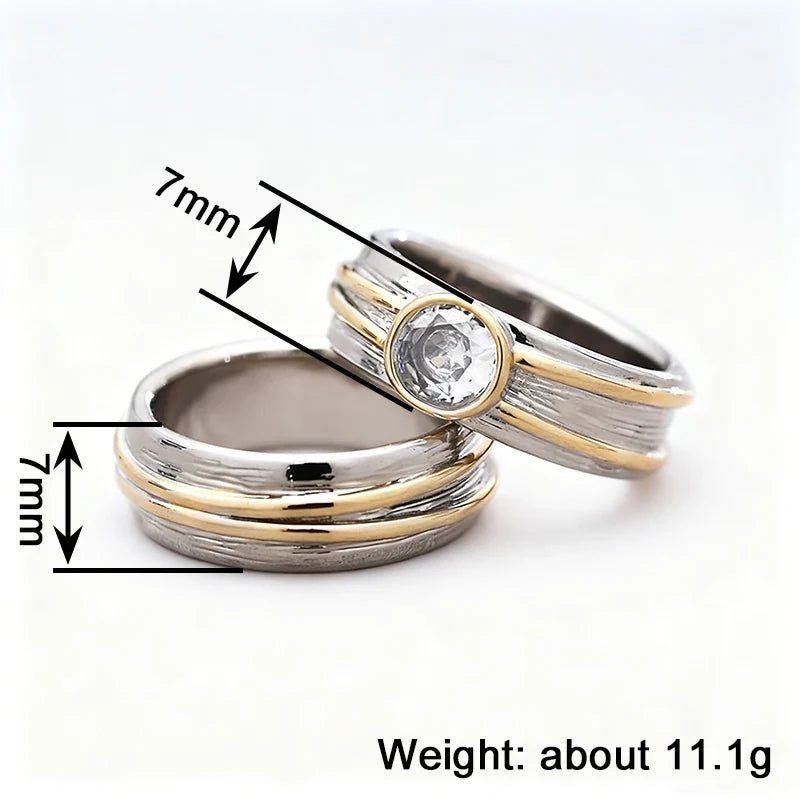 Huitan Two-Tone CZ Bridal Ring Set for Women | 2 Piece