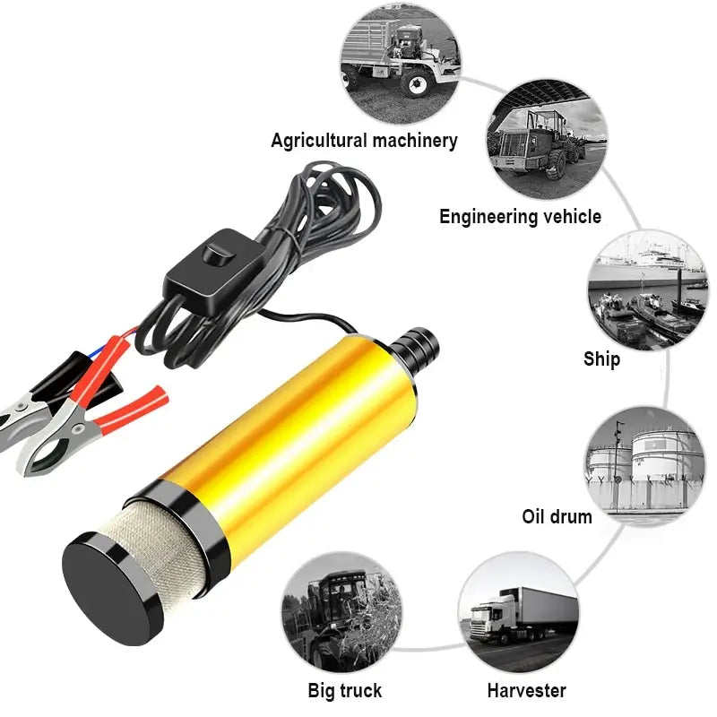 Car Electric Oil Pump DC 12V Auto Pumping Diesel Water Submersible