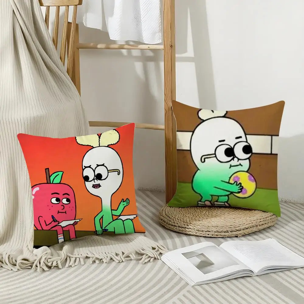 Anime Food Apples & Onions Linen Cushion Cover | Hidden Zipper