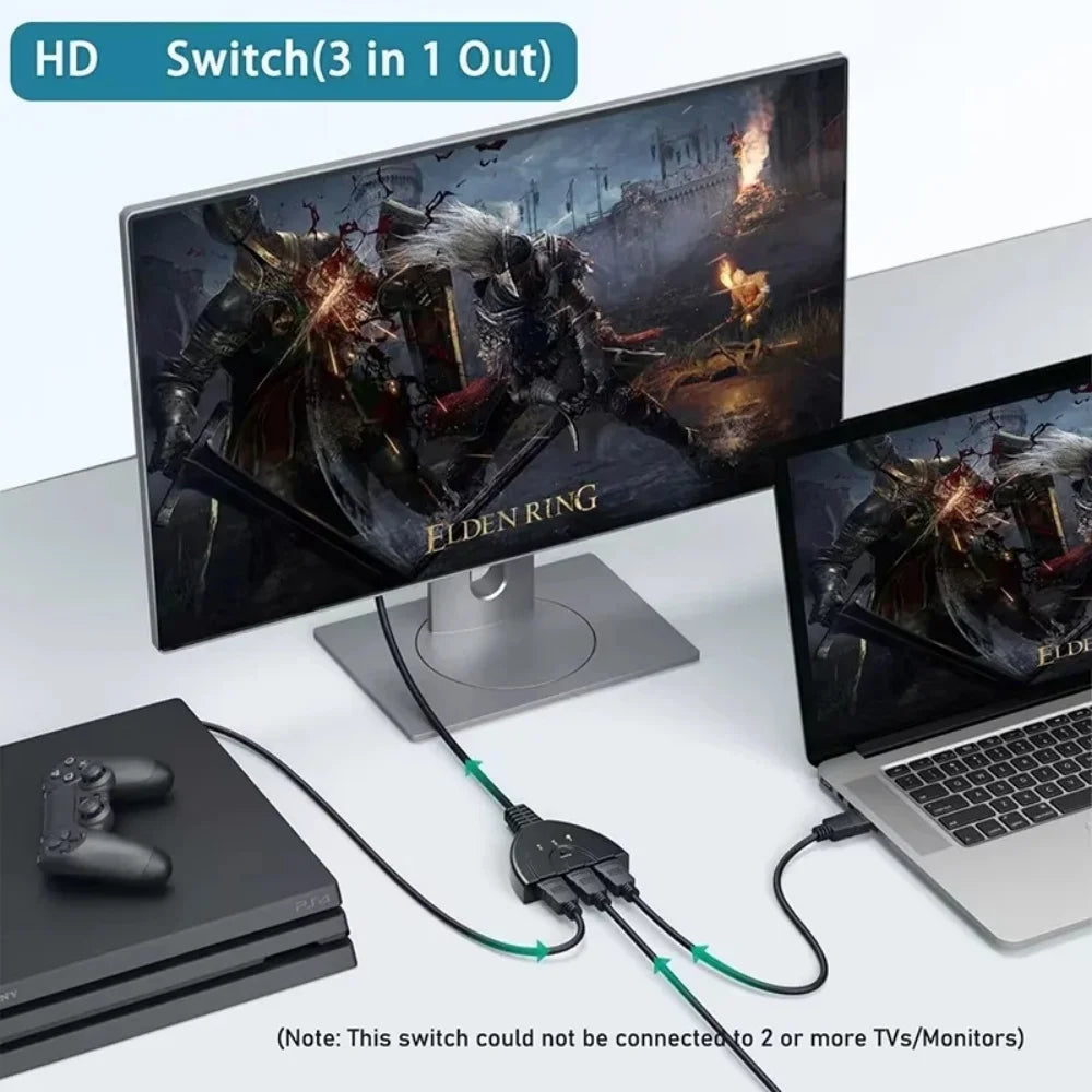 HDMI Switch 3 In 1 Out 4K 1080P for Xbox PS4 PS3 PC TV