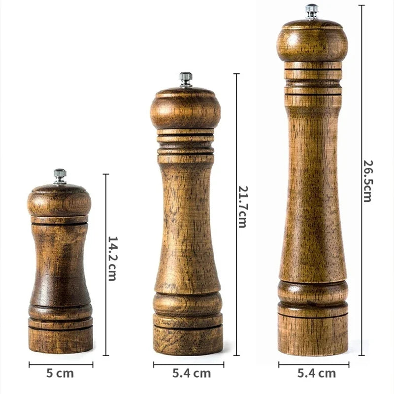 Oak Wood Pepper & Spice Mill Grinder Set – Ceramic Core