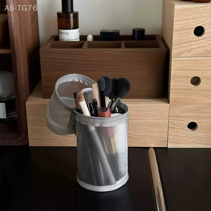 Mesh Makeup Brush Bag – Stand-Up Travel Brush Holder