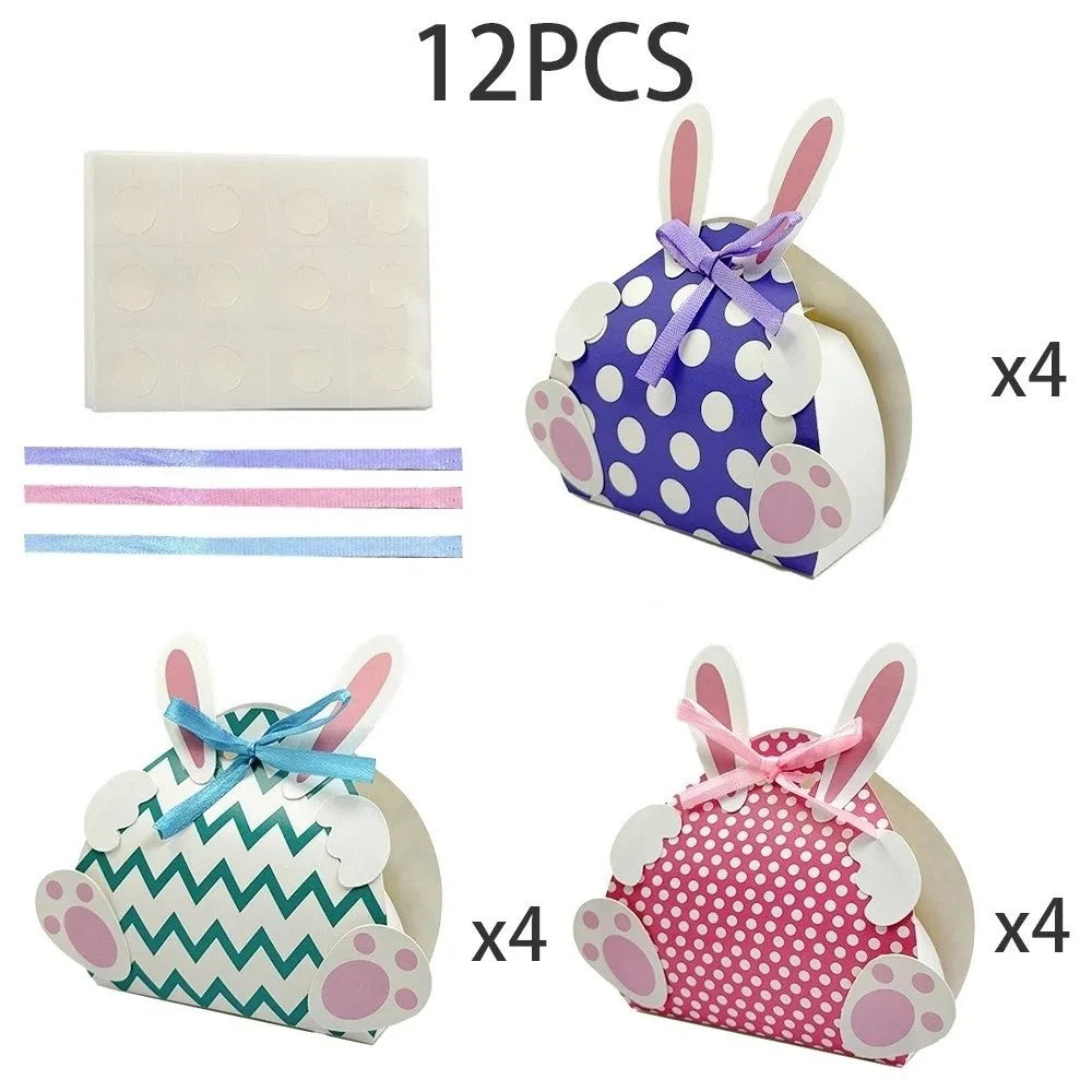 Easter Bunny Paper Candy Boxes | 12-Pack Colorful Gift Boxes