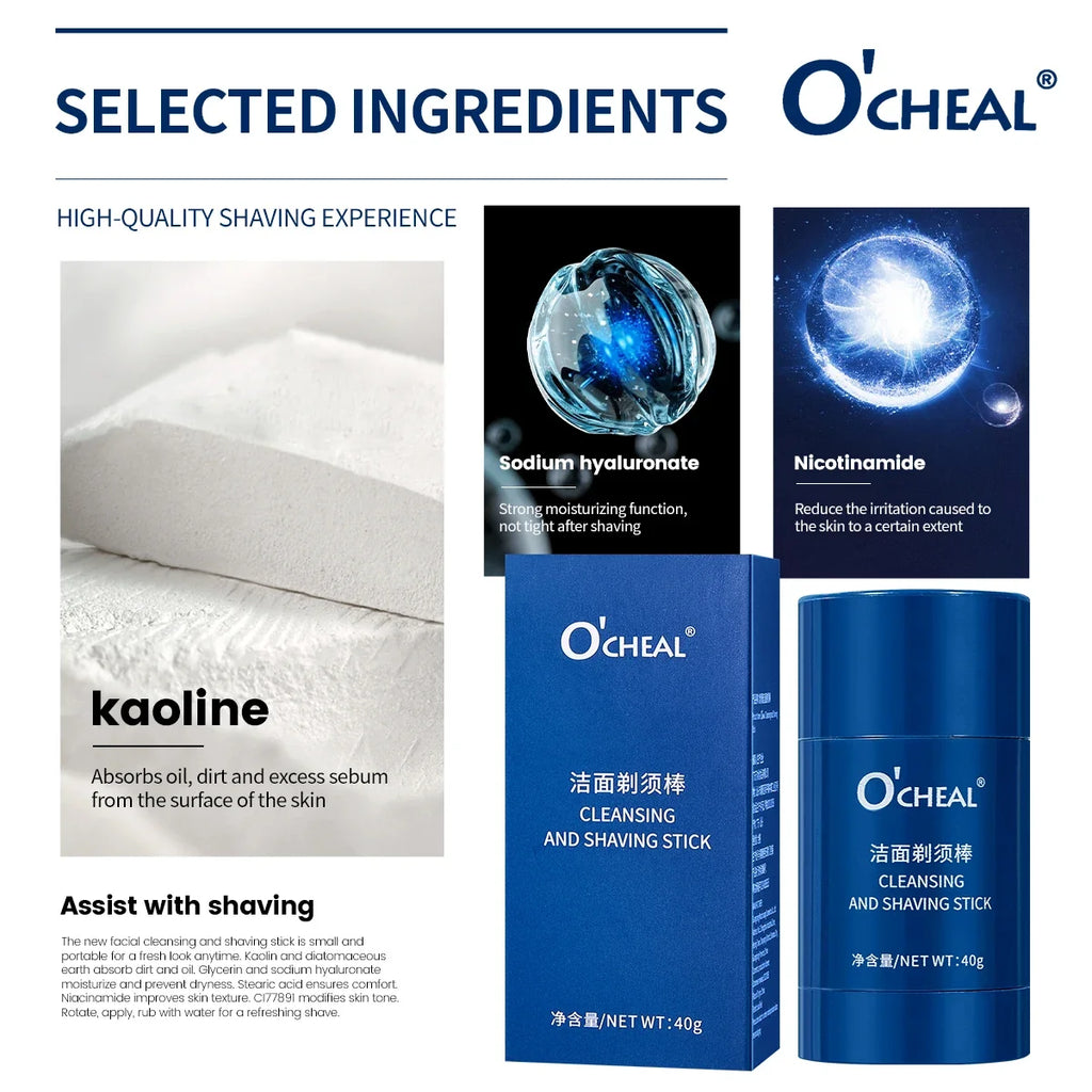 O'Cheal Men's Facial Shaving Gel Stick 40g – Travel Cleanser