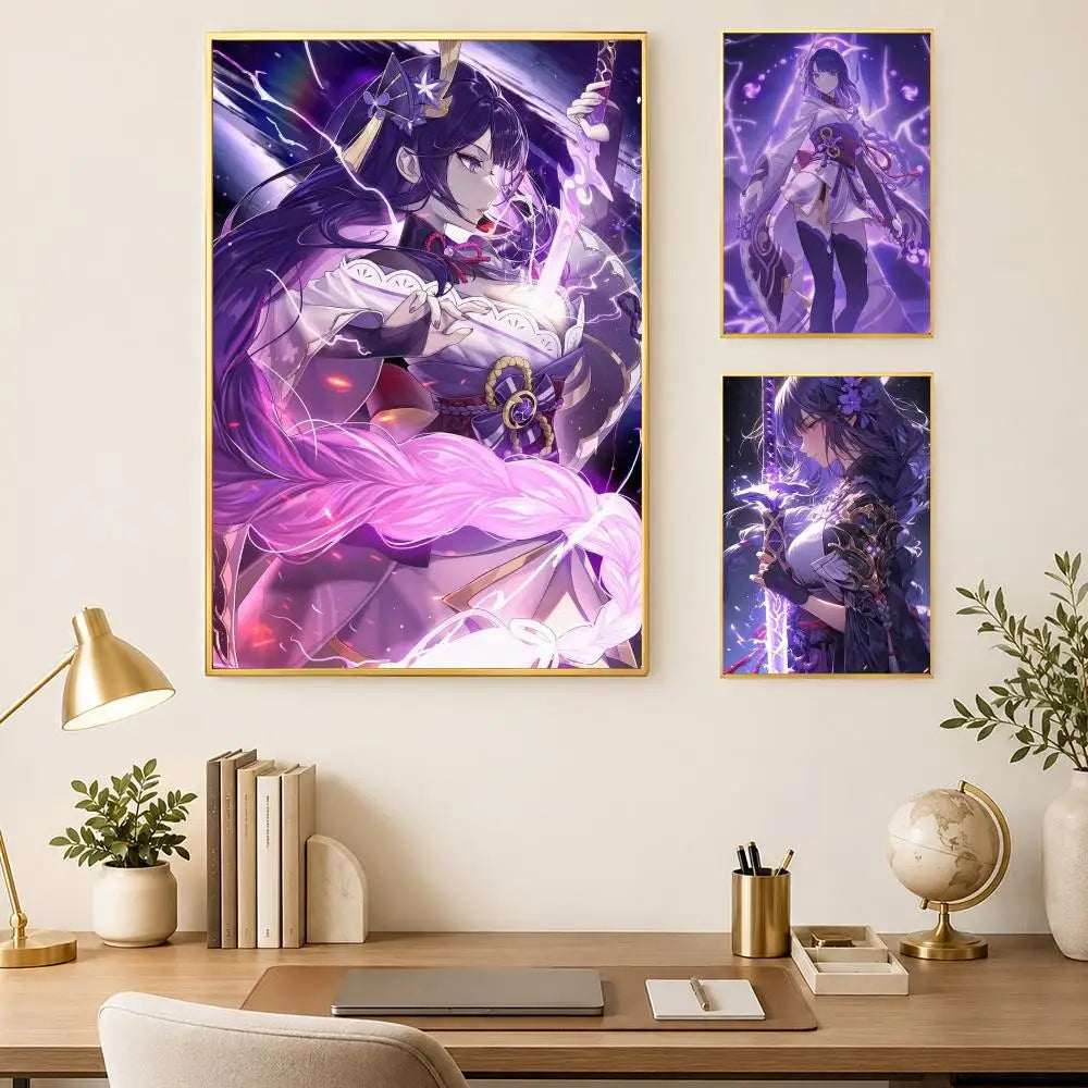 Genshin Impact Raiden Shogun HD Self-Stick Wall Art Poster