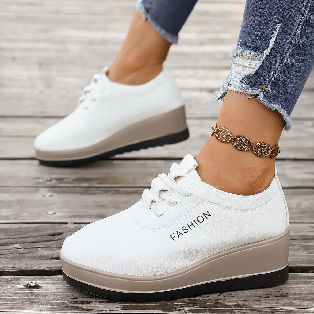 Women's Wedge Platform Sneakers – Height Increasing Lace-Up
