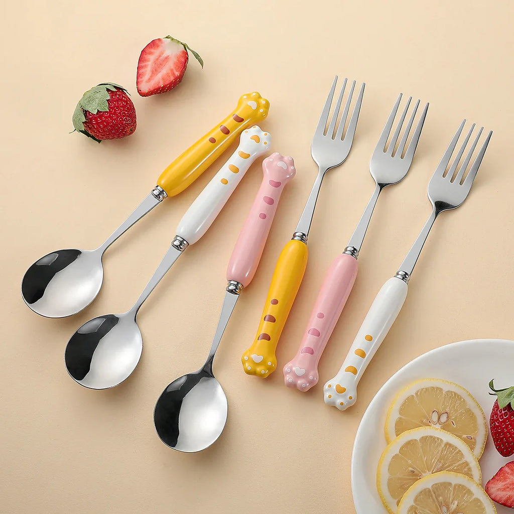 Kids Stainless Steel Fork & Spoon Set – Crocodile Handle