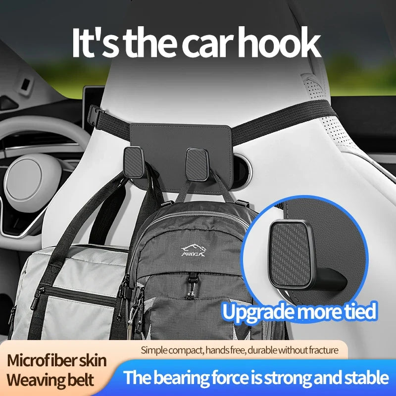2-in-1 Car Headrest Hook & Phone Holder | Backseat Organizer