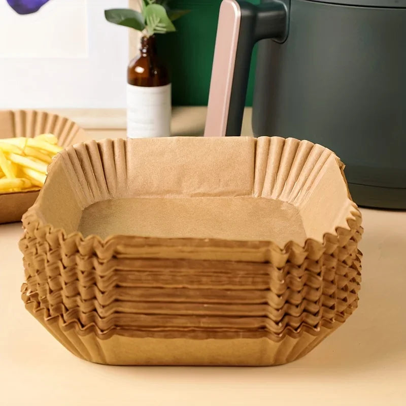 Square Air Fryer Parchment Liners 50/100 Pack | Non-Stick