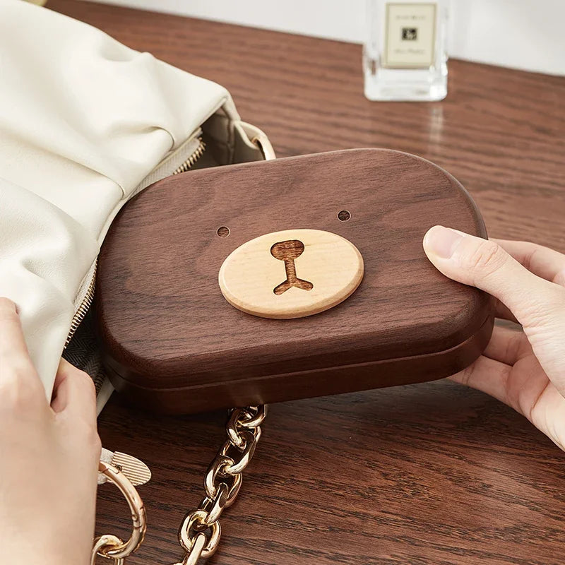 Solid Wood Bear Jewelry Box – Ring & Necklace Organizer