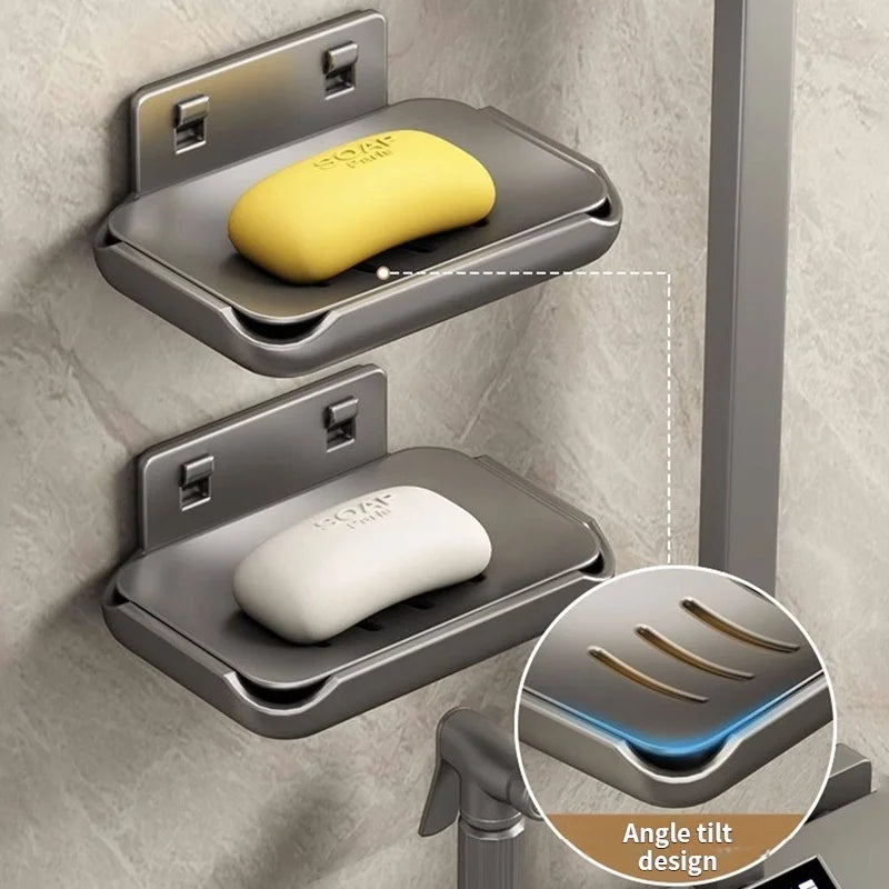 No-Drill Bathroom Corner Rack – Metal Wall-Mounted Soap Holder