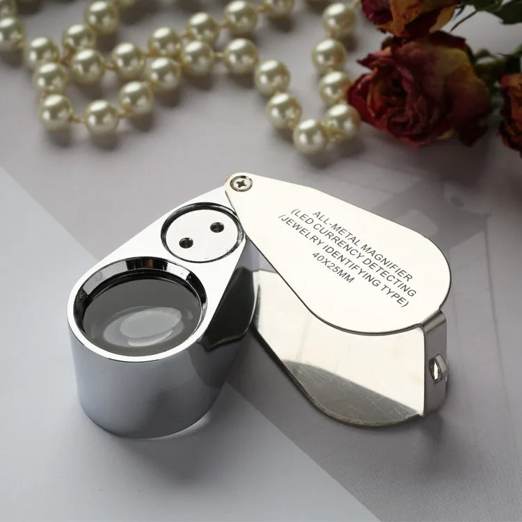 40X Foldable Magnifying Glass with LED & UV Money Detector