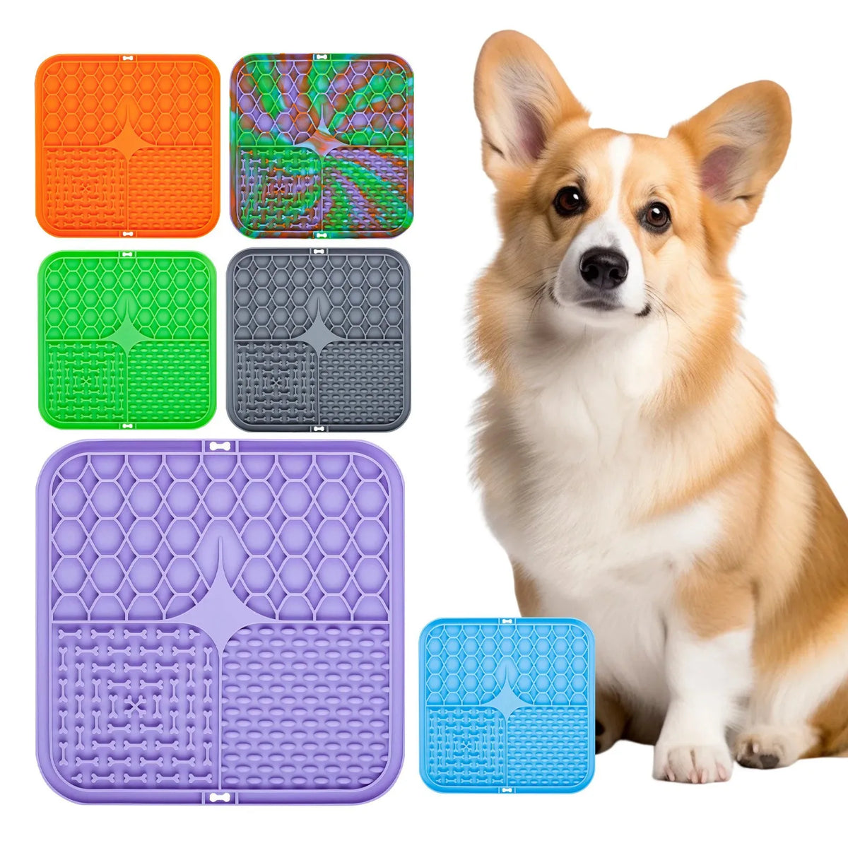 Silicone Dog Lick Mat with Suction Cups | Slow Feeder Pad