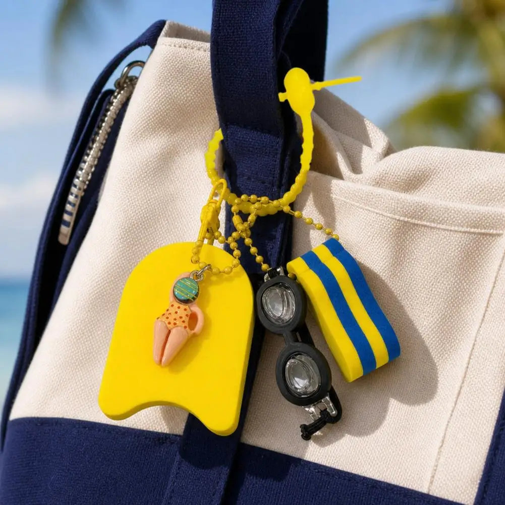 Swim Themed Keychain – Mini Goggles, Kickboard & Swimmer Charm