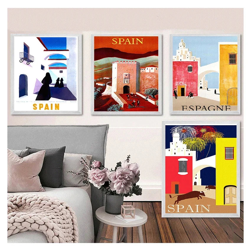 Travel to Spain Vintage Canvas Wall Poster | Pop Art Print
