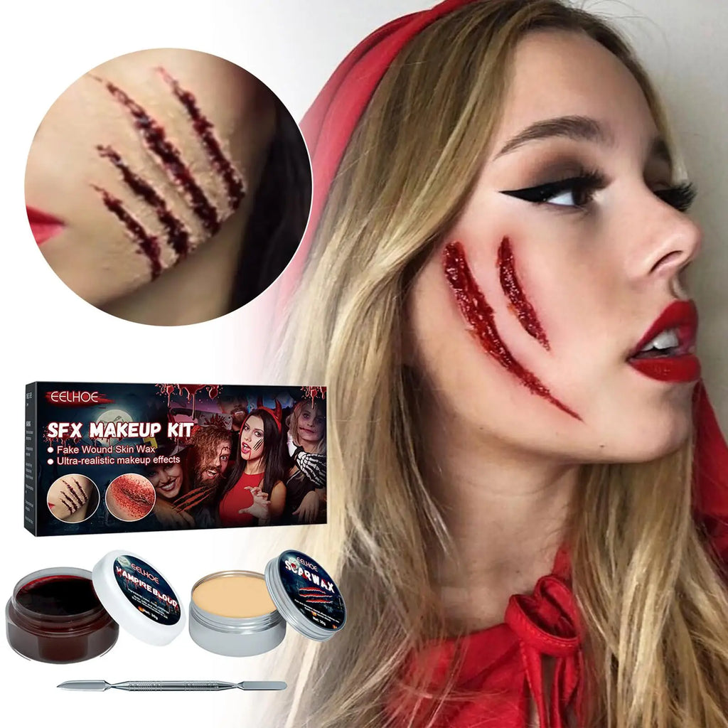 Halloween Scar Wax & Fake Blood Special Effects Makeup Kit