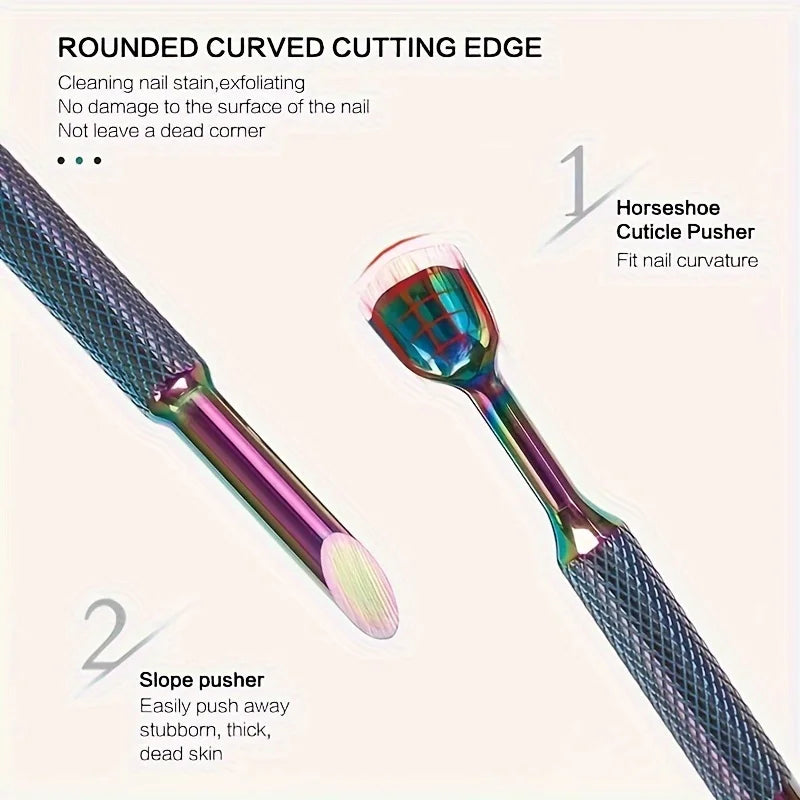 Russian-Style Double-Ended Stainless Steel Cuticle Pusher | 3 Colors