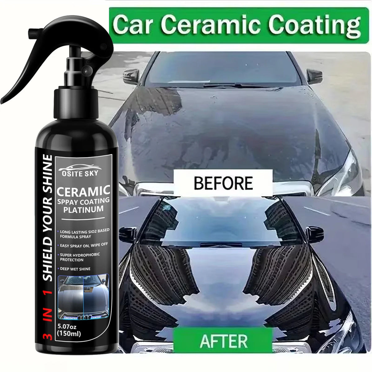 3-in-1 Ceramic Nano Coating Liquid – Car Paint Polish & Protection