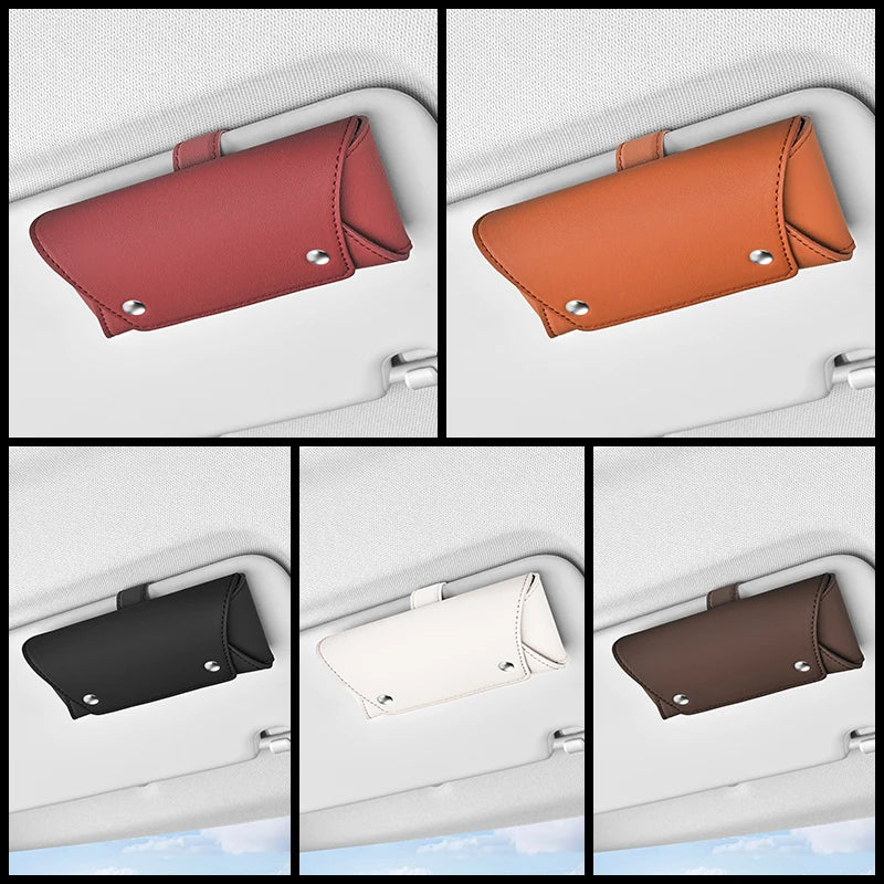 Car Sun Visor Glasses Case | Magnetic Leather Organizer