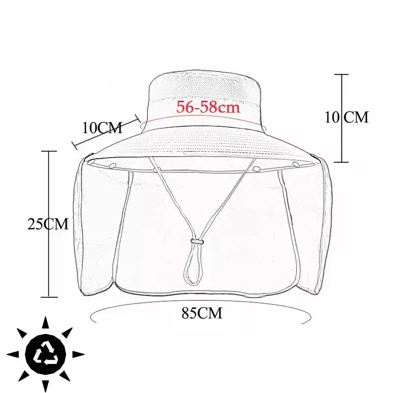 Men's Wide Brim Fishing Hat with Neck Flap | UV Sun Cap