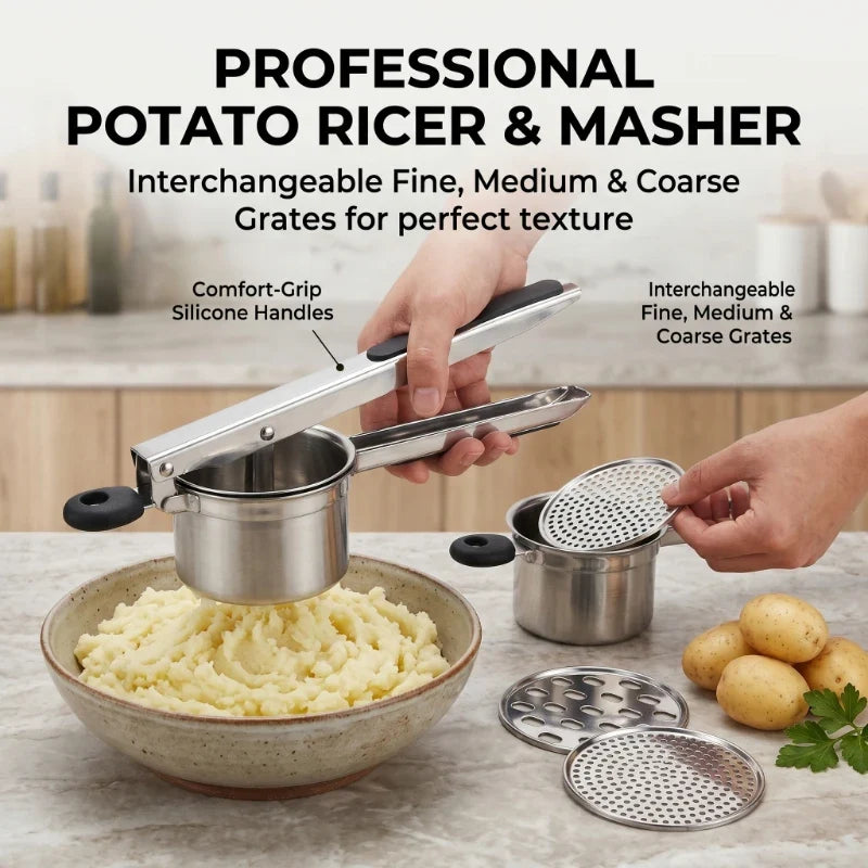 Stainless Steel Potato Masher Manual Press French Fries Cutter