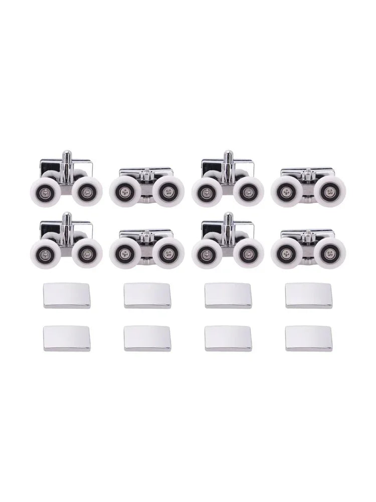 ABS Chrome Shower Door Sliding Pulleys – 8-Piece Roller Set