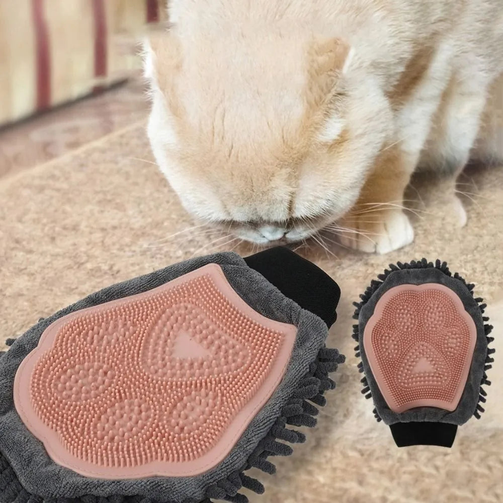 Double-Sided Pet Bath Massage Deshedding Glove for Dogs & Cats