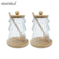 KEMORELA Glass Honey Jar Set with Wooden Stir Stick & Lid