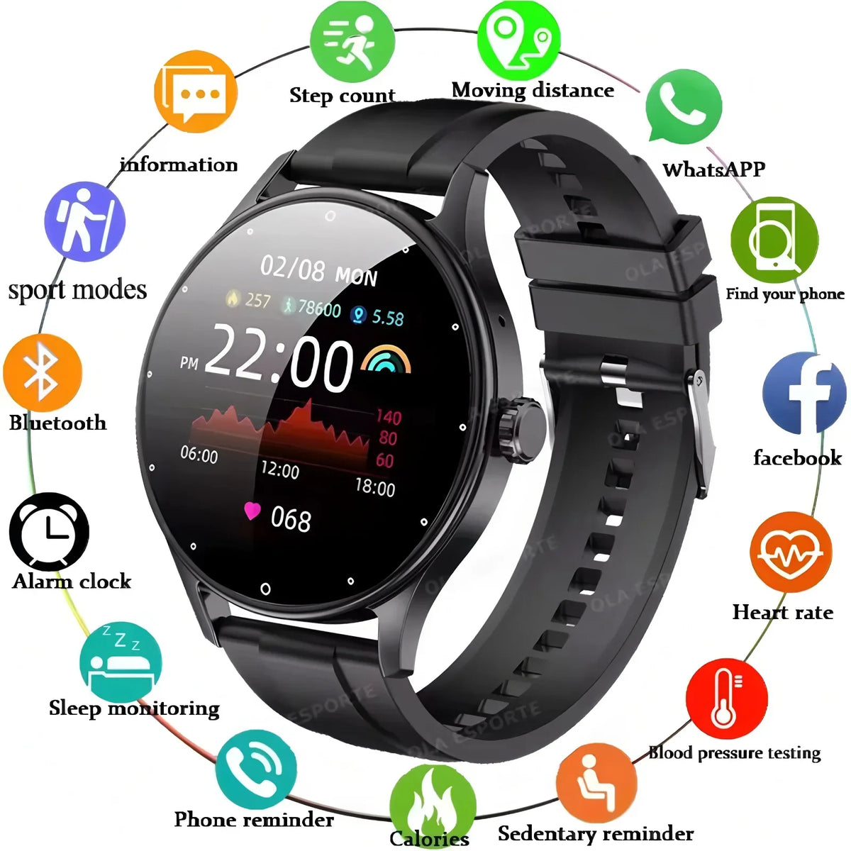 Ola Esporte Smart Watch – Heart Rate, Fitness & Bluetooth Calls