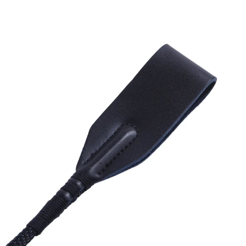 Black Faux Leather Horse Whip Handmade Braided Riding Crop Equestrian
