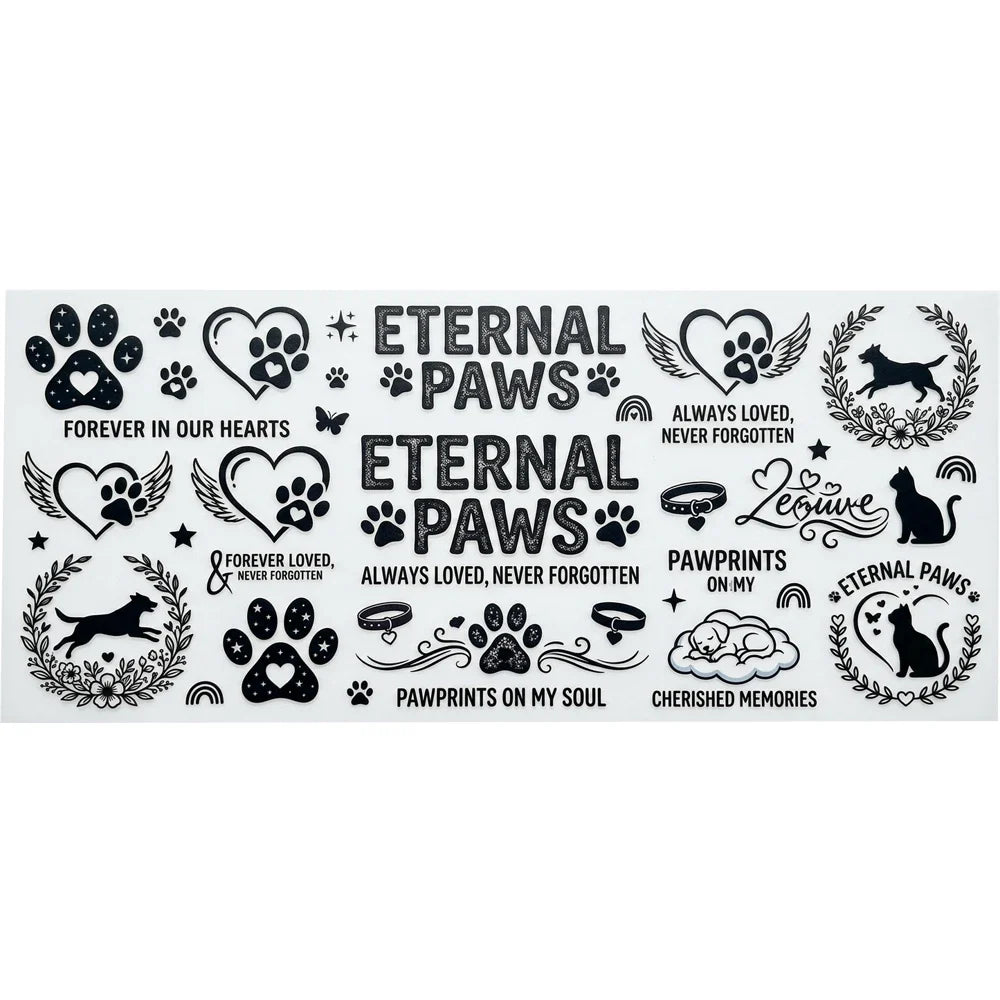 Pet Memorial UV Transfer Stickers | Paw Print Waterproof Decals