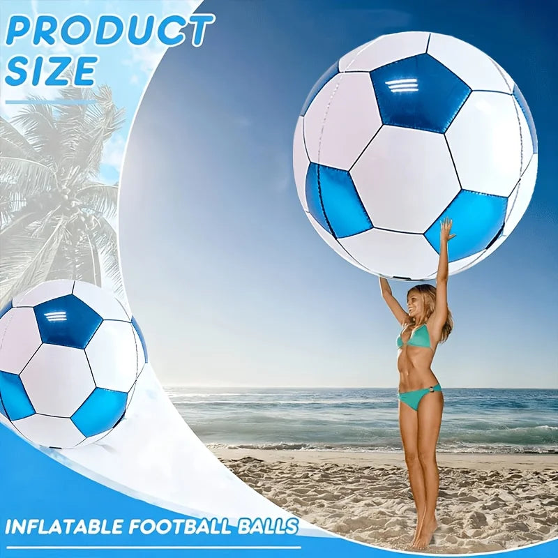 Large 4D Blue Soccer Foil Balloon Giant Round Film Birthday Gender