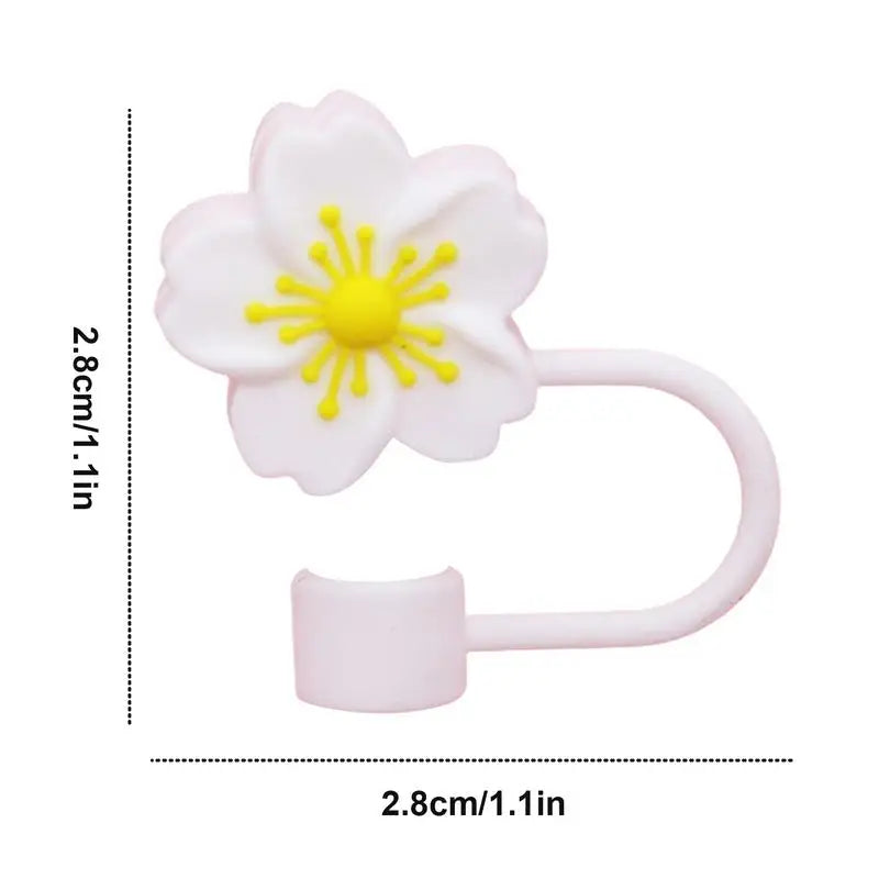 Flower Straw Stopper Cute Cartoon Shape Drinking Tips Lids Caps