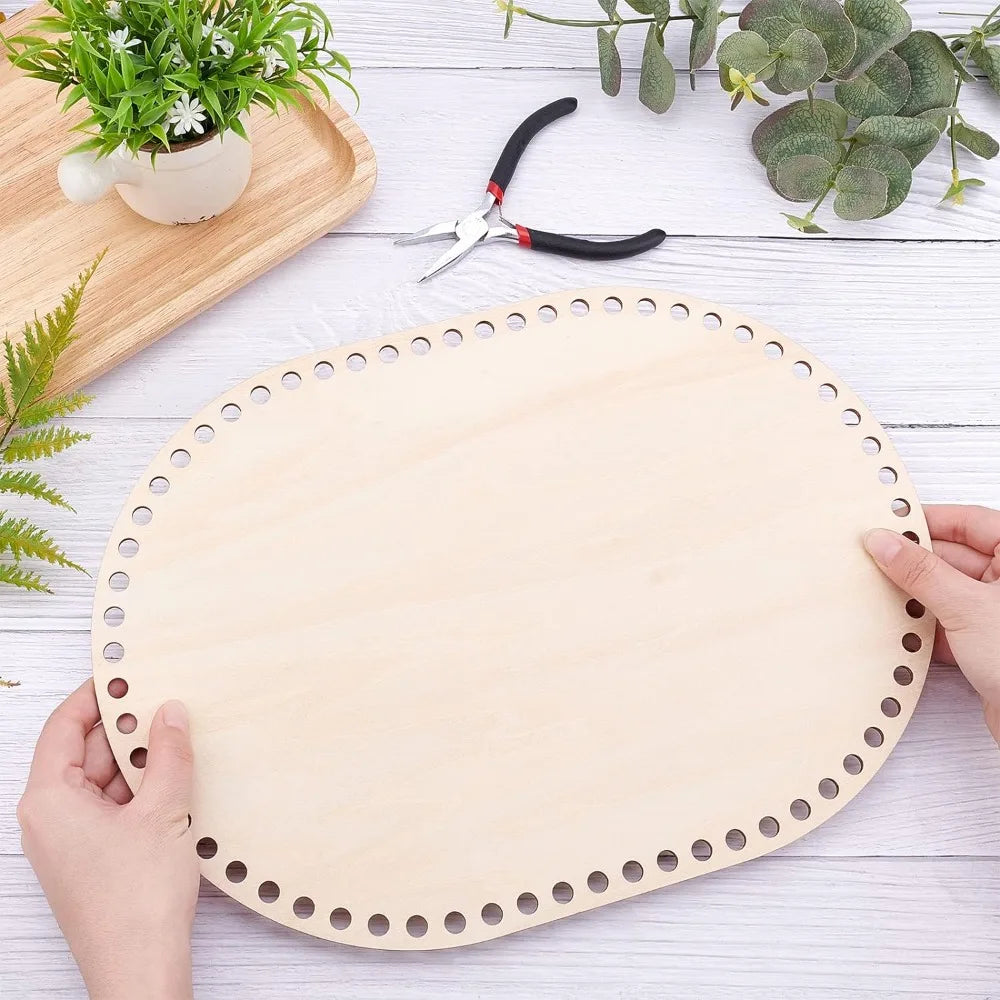 Oval Wood Crochet Basket Base 35x25cm | DIY Knitting Base