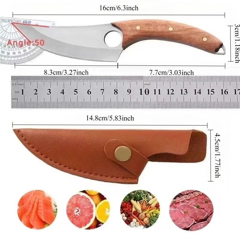 Professional Stainless Steel Boning Knife – Solid Wood Handle