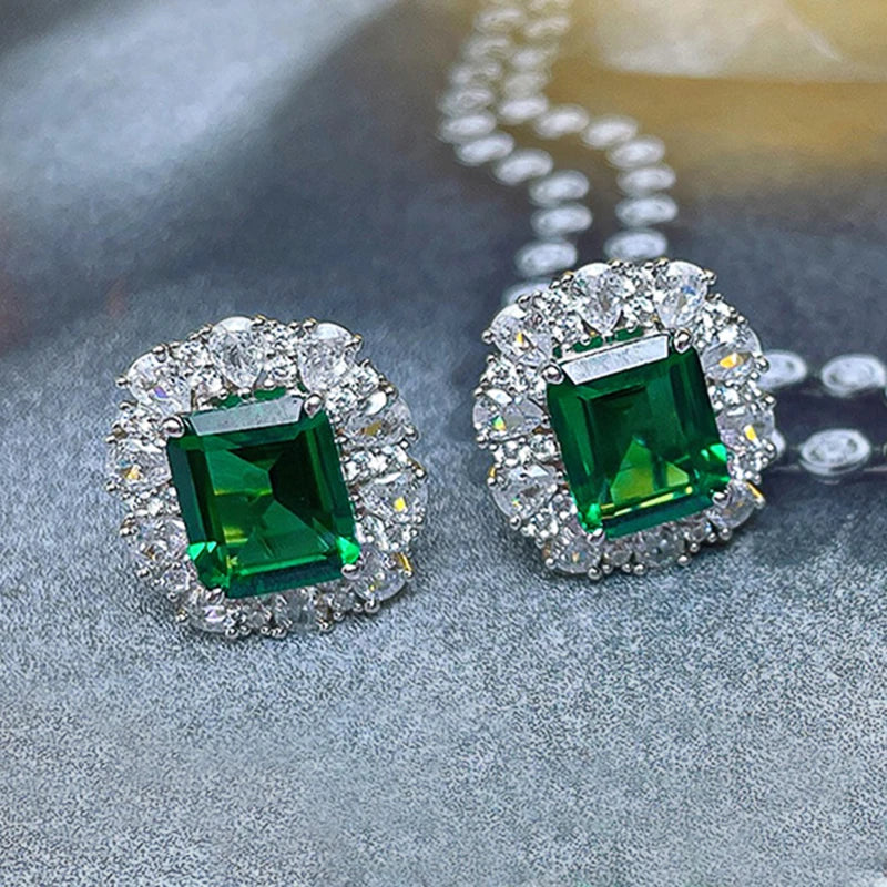Huitan Green Cubic Zirconia Stud Earrings – Women's Jewelry