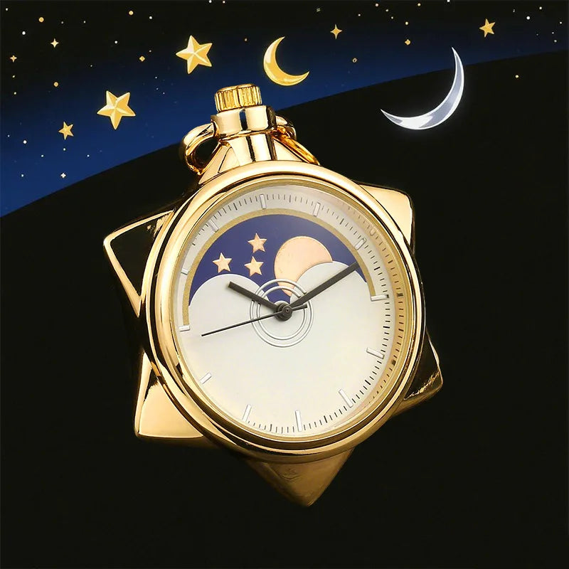 Sailor Moon Crystal Star Hexagonal Quartz Pocket Watch Necklace