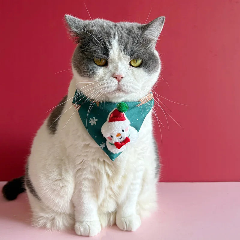Christmas Pet Triangle Scarf Collar Cute Cat Accessories Dog Red Elk