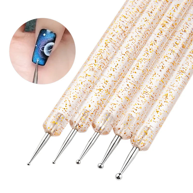 Nail Art Dot Pen & Brush Set | Blue Handle Manicure Tool