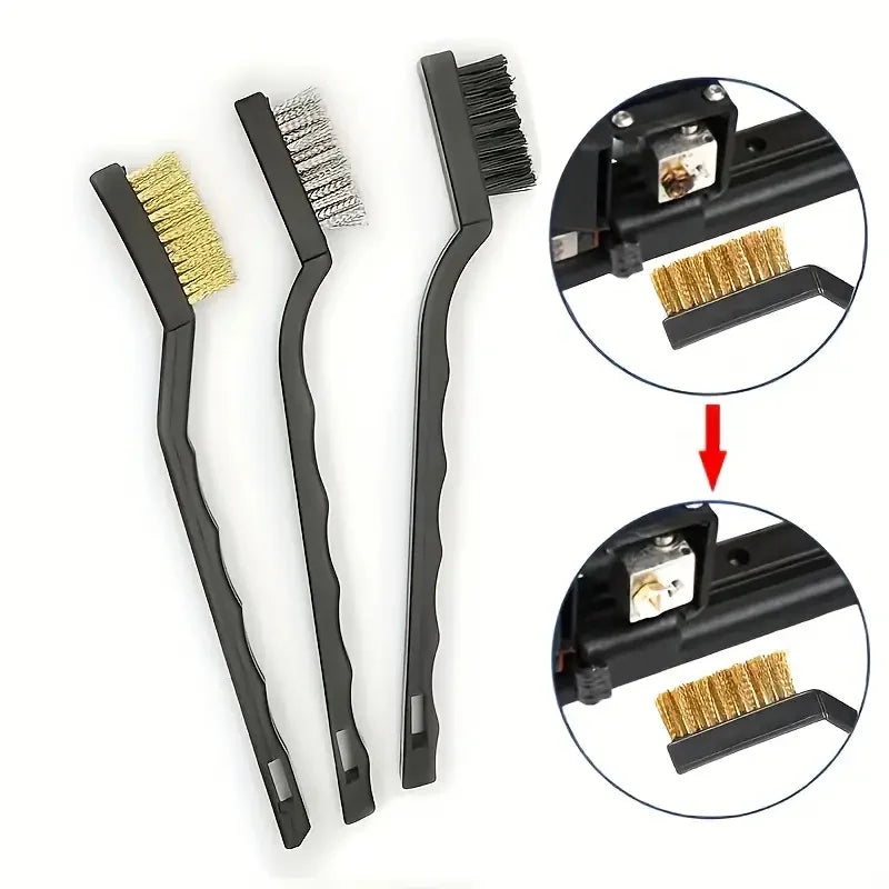 3 9pcsProfessional Stainless Steel Brass Nylon Wire Brush Sets Curved