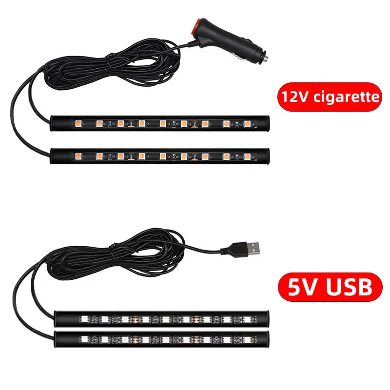 2-in-1 LED Car Neon Atmosphere Foot Light – USB & 12V
