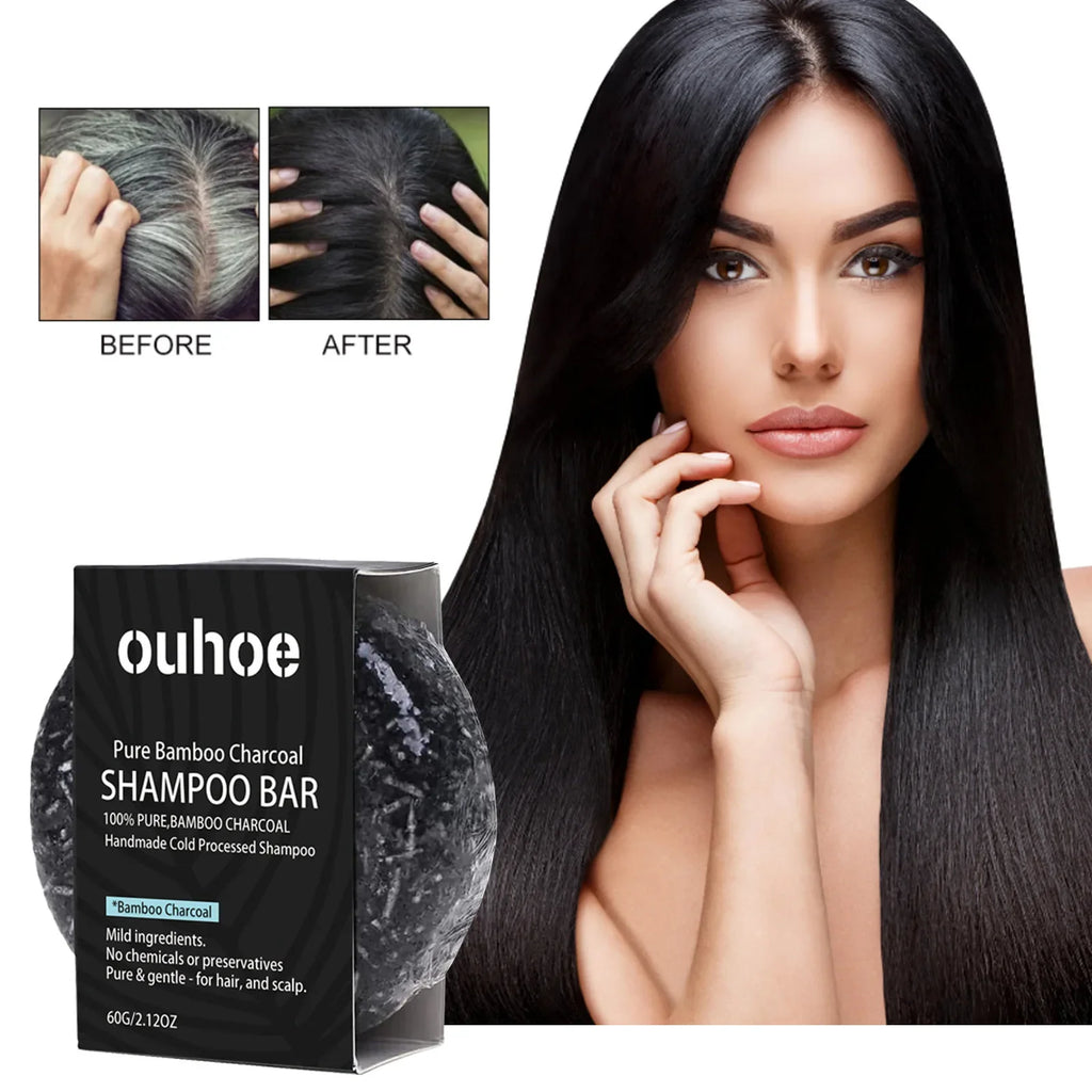 1 2 Charcoal Shampoo Soap Oily Hair Dandruff Treatment Scalp Care