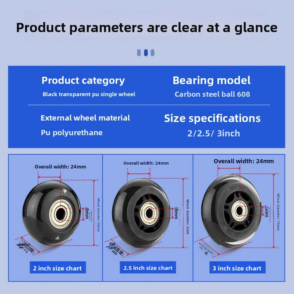 4Pcs Silent Luggage Wheel Replacement Casters 40–100mm Sizes
